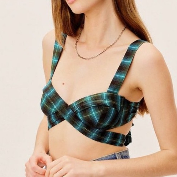 {For Love & Lemons} Brand New Plaid Avery Bra Top - Picture 5 of 10